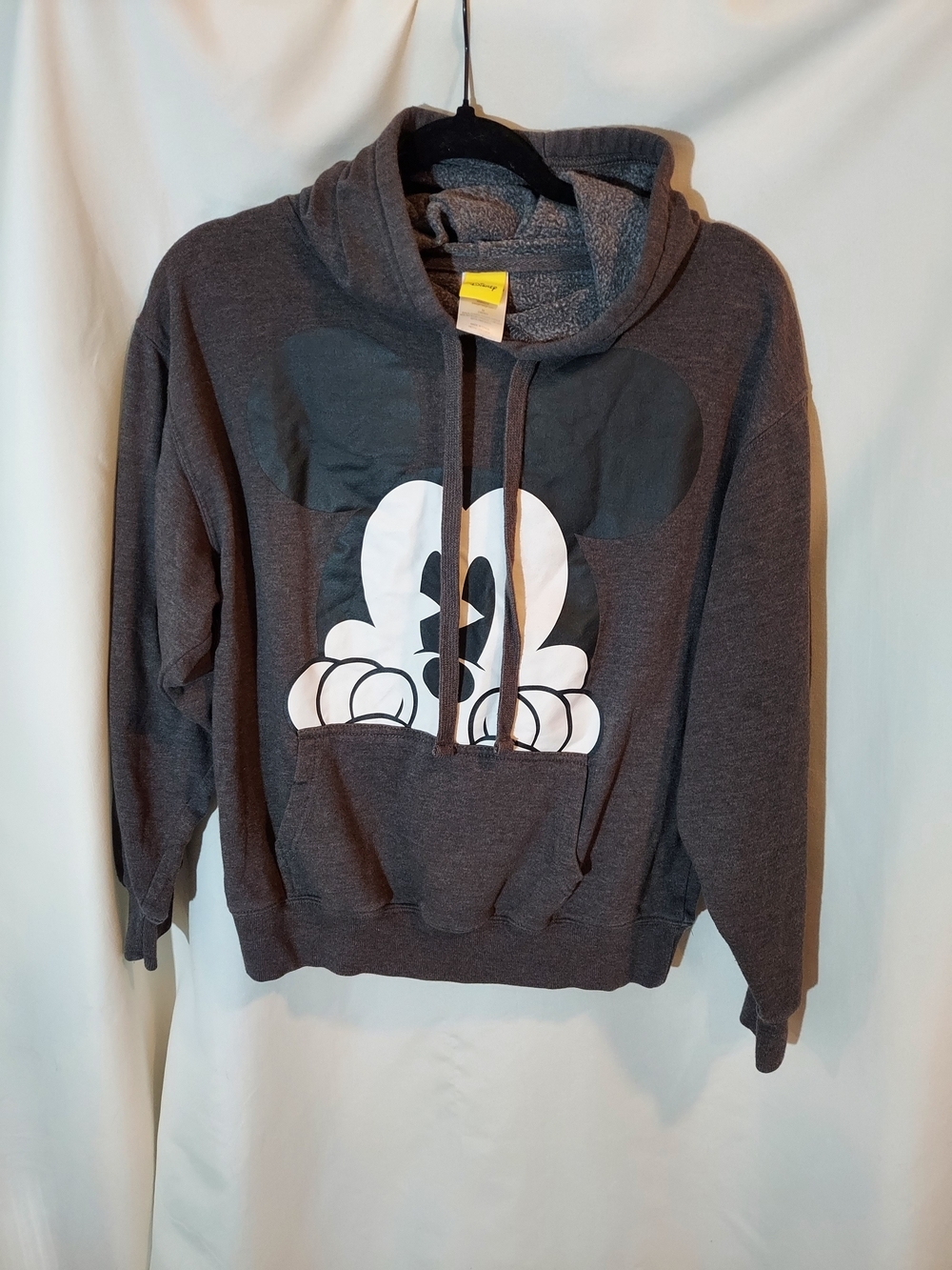 Disney Mickey Mouse Peeking Pullover Hoodie Dark Gray Heather M